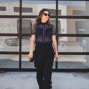 Self Portrait Star Repeat Blouse Navy Blue 6